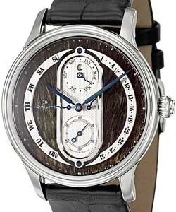 Quantieme Perpetuel Minerale in White Gold on Black Alligator Leather Strap with Black and Silver Dial