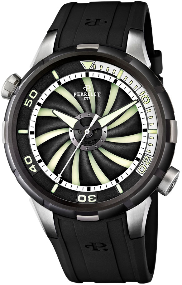 Turbine Diver Men's Automatic in Black DLC Steep On Black Rubber Strap - Black Superluminova Dial