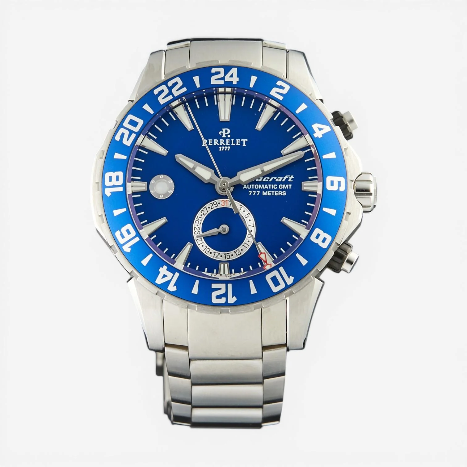 Diver Seacraft GMT - Steel on Steel Bracelet with Blue Dial