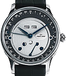 Les Lunes Cerclee in White Gold on Black Leather Strap with Slate and Silver Dial