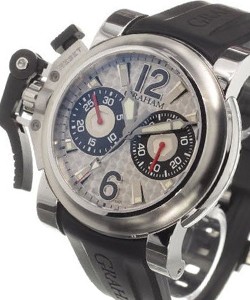 Chronofighter Oversize Gun Metal Automatic in Steel On Black Rubber Strap with Charcoal Dial