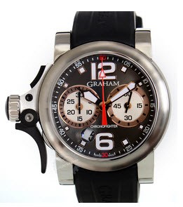 Chronofighter R.A.C Trigger Charcoal Rush in Steel  On Black Rubber Strap with Charcoal Dial