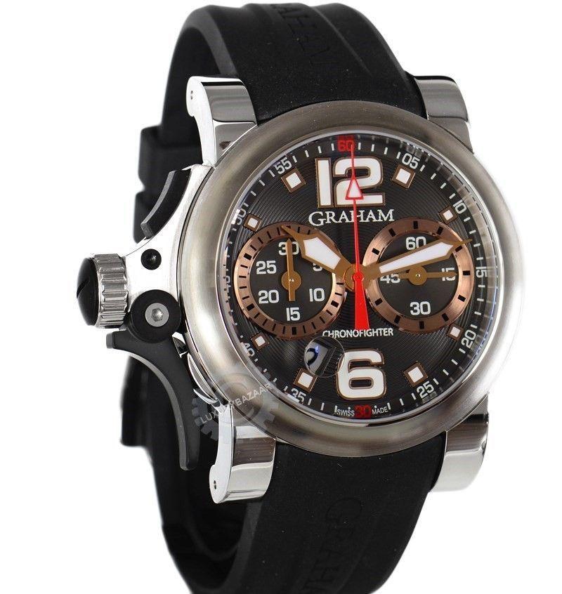 Chronofighter R.A.C Trigger Charcoal Rush in Steel  On Black Rubber Strap with Charcoal Dial