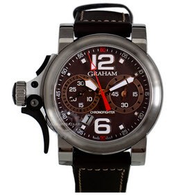 Chronofighter R.A.C Trigger havana Rush in Steel  On Brown Calfskin Leather Strap with Brown Dial