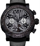 Steampunk Chronograph 100th Anniversary in Rusted Steel on Black Rubber Strap with Black Skeleton Dial