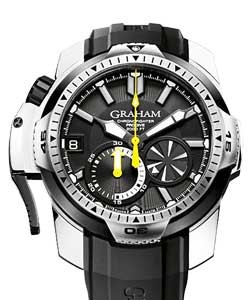 Chronofighter Oversize Prodive Automatic in Steel on Black Rubber Strap with Black Dial