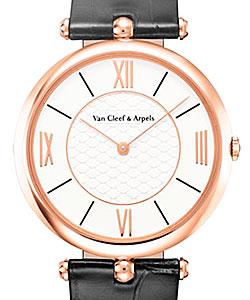 Pierre Arpels Mens Manual in Rose Gold On Black Alligator Strap with White Lacquer Dial
