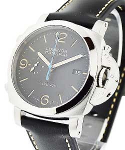 PAM 524 - Luminor 1950 3 Days Chrono Acciaio Flyback in Steel on Black Calfskin Leather Strap with Black Dial