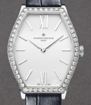 Malte Ladies in White Gold with Diamond Bezel White Gold on Strap with Silver Dial