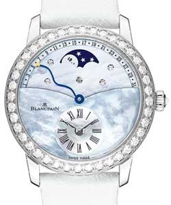 Women Retrograde Calendar - Diamond Bezel White Gold on Strap with MOP Diamond Dial
