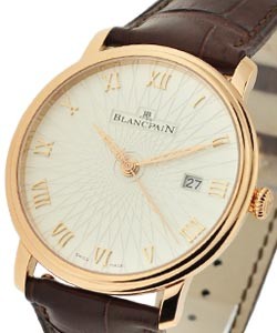 Villeret Ultra Slim Rose Gold on Strap with Stamped Opaline Dial