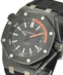 Royal Oak Offshore Diver  in Black Ceramic - BTQ ONLY on Strap with Black Tappiserie Dial - Orange Accent