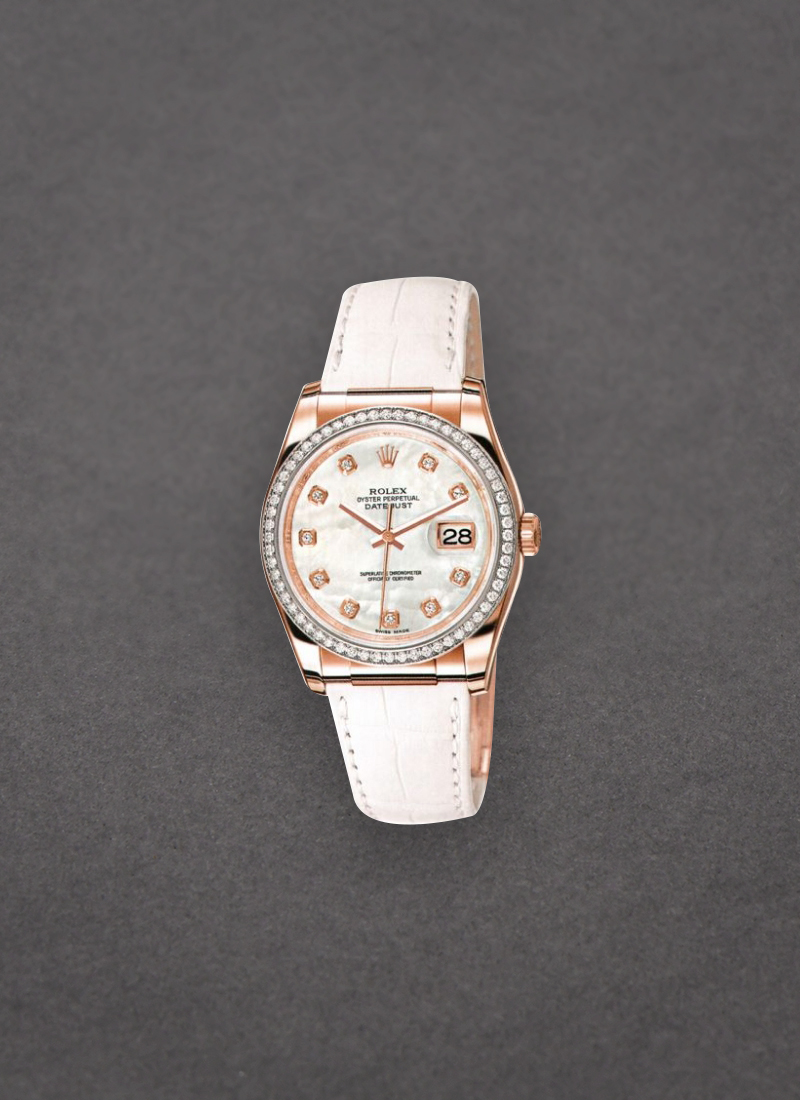 Rolex Unworn Datejust 36mm in Rose Gold with Diamond Bezel