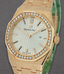 Royal Oak 33mm in Rose Gold with Diamond Bezel on Rose Gold Bracelet with Silver Dial
