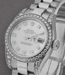 Ladies President in White Gold with Diamond Bezel on President Bracelet with White MOP Diamond Dial