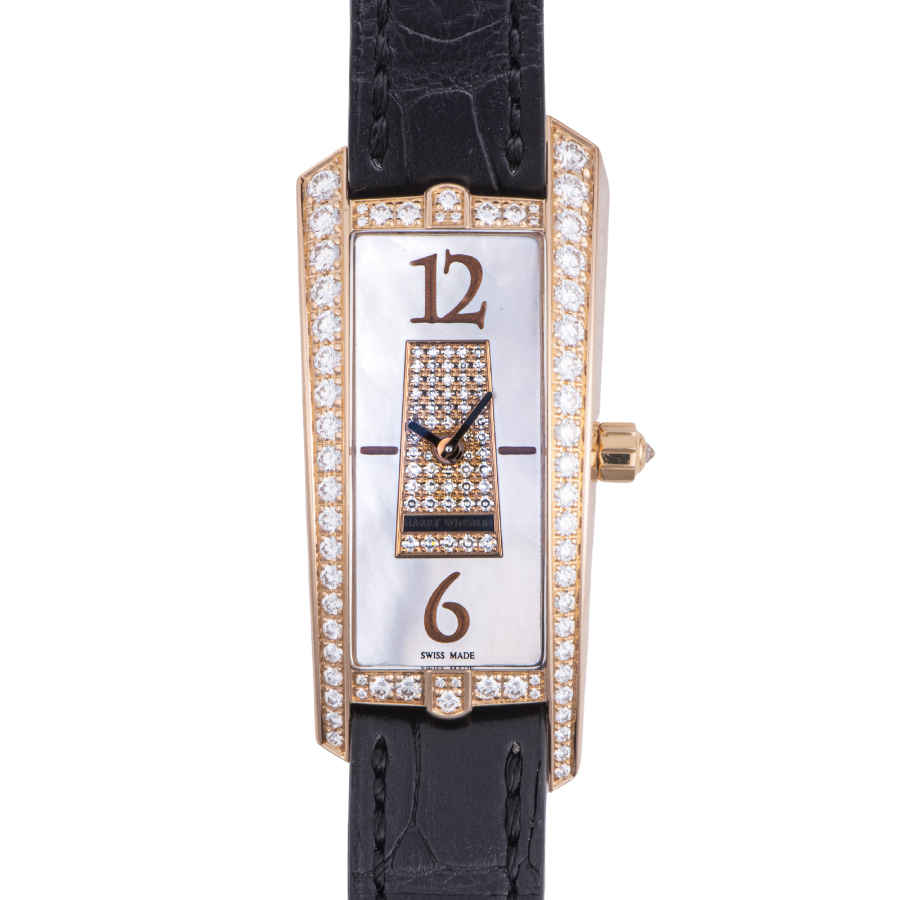 Avenue Traffic Ladies Quartz in Rose Gold with Diamond Bezel on Black Crocodile Leather Strap with MOP Diamond Dial