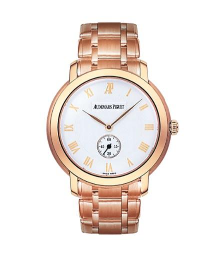 Jules Audemars Small Seconds in Rose Gold on Rose Gold Bracelet with White Dial