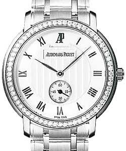 Jules Audemars Small Seconds in White Gold with Diamond Bezel on White Gold Bracelet with White Dial