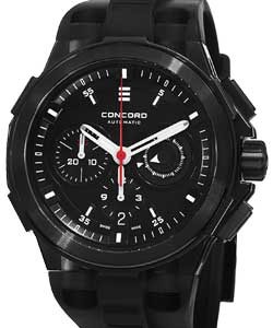 C2 Chronograph Series in Black PVD stainless steel on Black Rubber Strap with Black Carbon Fiber Dial