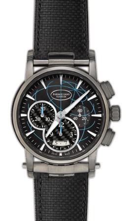 Transfroma Rivages Chronograph in Titanium on Black Calfskin Leather Strap with Graphite Dial