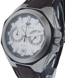 Sea Hawk Chronograph Automatic in Steel on Brown Calfskin Leather Coated Rubber Strap with Silver Dial