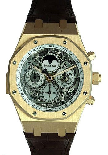 Grande Complication Royal Oak 44mm Automatic in Rose Gold on Black Alligator Leather Strap with Sapphire Dial