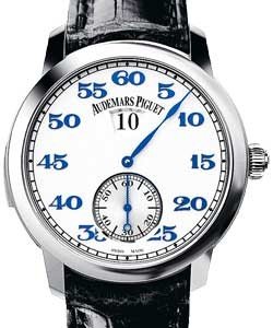 Jules Audemars Minute Repeater Jumping Hours in Platinum on Black Crocodile Leather Strap with White Dial