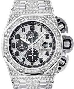 Royal Oak Offshore Chronograph in White Gold with Diamond Bezel on White Gold Pave Diamond Bracelet with Pave Diamond Dial