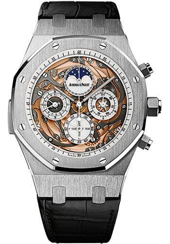 Royal Oak Grande Complication 44mm Automatic in White Gold on Black Alligator Leather Strap with Sapphire Dial
