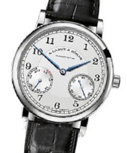 1815 Up and Down Mens Manual in White Gold On Black Crocodile Strap with Solid Silver Dial