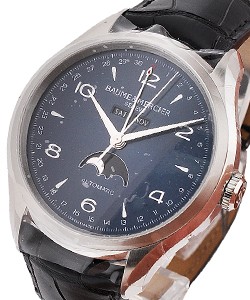 Clifton Moonphase in Steel  on Black Crocodile Leather Strap with Blue Dial