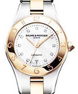 Linea Ladies in Steel with Rose Gold Bezel on Steel and Rose Gold Bracelet with MOP Diamond Dial
