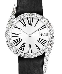 Limelight Gala in White Gold with Diamond Bezel on Black Satin Strap with Silver Roman Dial