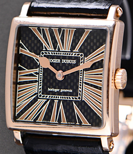 Golden Square 40mm in Rose Gold on Black Leather Strap WITH Rose Deployment Buckle