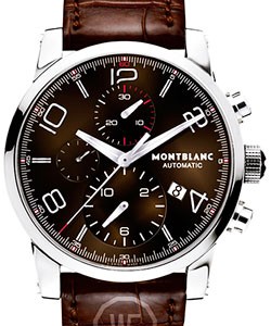 Timewalker Chronograph 43mm Automatic in Steel on Brown Crocodile Strap with Brown Arabic Dial