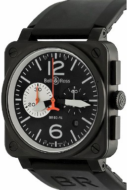 BR 01-94 Chronograph Carbon Finish Steel on Strap with Black Dial 