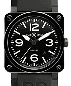 BR 03-92 in Black Ceramic on Black Rubber Strap with Black Dial