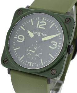 BR-S  Military in Olive Green Ceramic and Steel on Khaki Rubber Strap with Black Dial