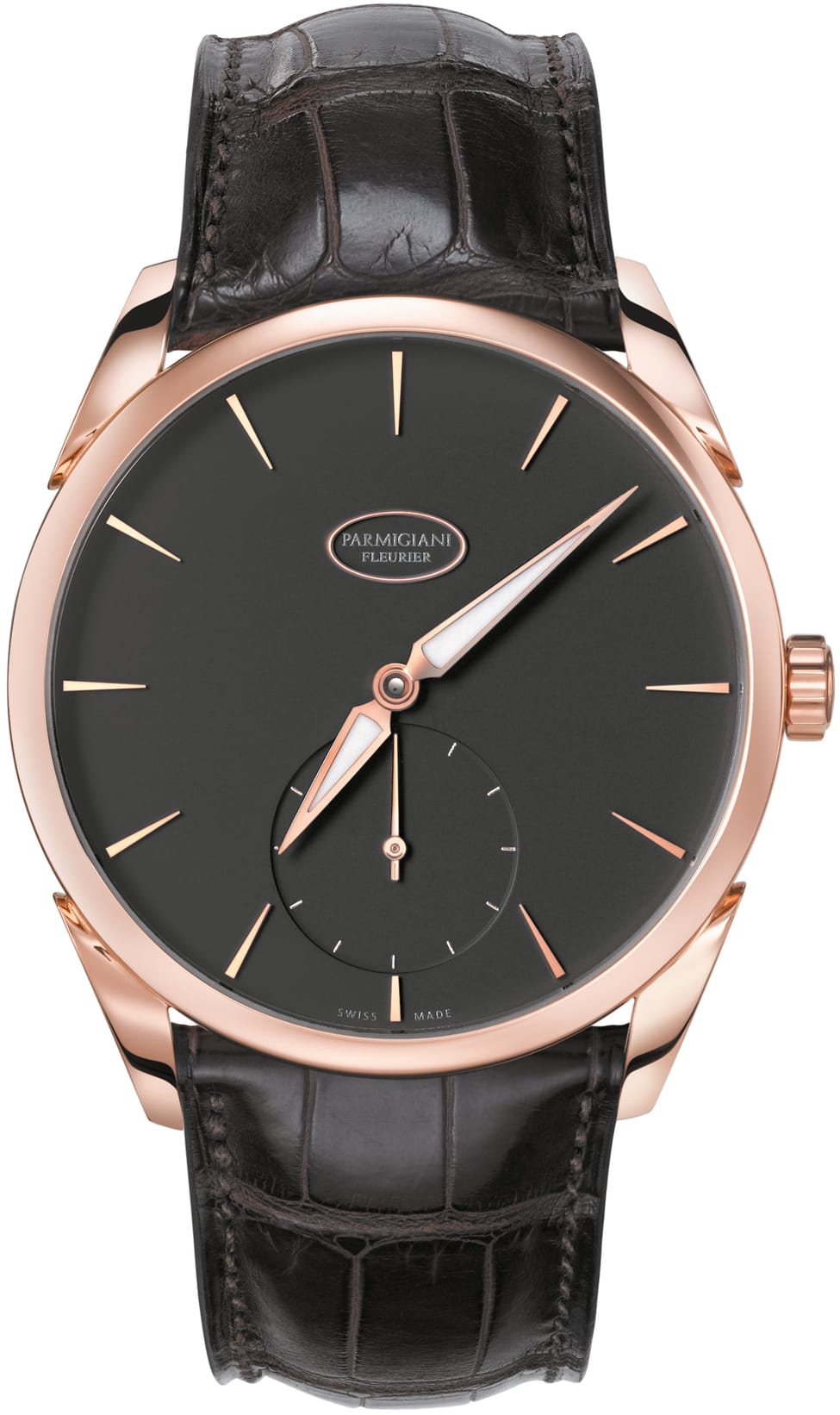 Tonda 1950 42mm Automatic in Rose Gold on Black Crocodile Leather Strap with Black Dial