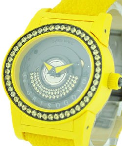 Tondo by Night 49mm Autoamtic in Composite, Fiberglass with PVD,Steel and Yellow Sapphire Bezel on yellow Galuchat Strap with Black & Yellow Sapphires Dial