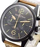 Vintage Heritage Chronograph in Black PVD Steel On Brown Crocodile Strap with Black Dial