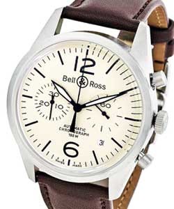 Vintage 126 Chronograph - Old Style in Steel  on Brown Leather Strap with Beige Dial