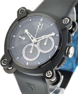 Moon Invader Speed Metal Chronograph 46mm in Black PVD Steel On Black Rubber Strap with Black Dial