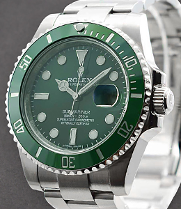 Hulk Submariner in Steel with Green Ceramic Bezel on Oyster Bracelet with Green Dial