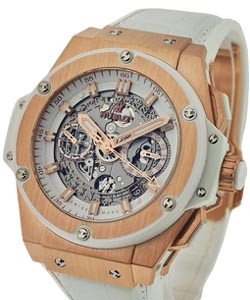 King Power Big Bang Unico in Rose Gold on White Rubber Strap with Skeleton Dial