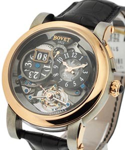 Dimier Recital 5 Tourbillon Big Date in Titanium with Rose Gold Bezel on Black Leather Strap with Skeleton Dial