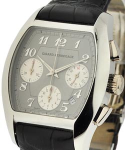 Richeveille Mens Chronograph in Platinum on Black Leather Strap with Grey Dial - Limited to 30pcs