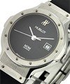 Classic Ladys 28mm Quartz in Steel Steel on Black Rubber Strap with Black Dial