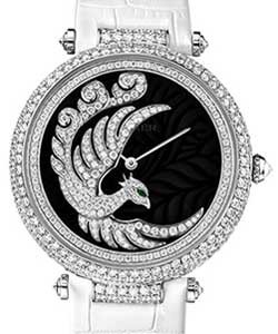 Envol dun Phoenix with Diamonds White Gold on Leather with Dark Purple MOP Dial