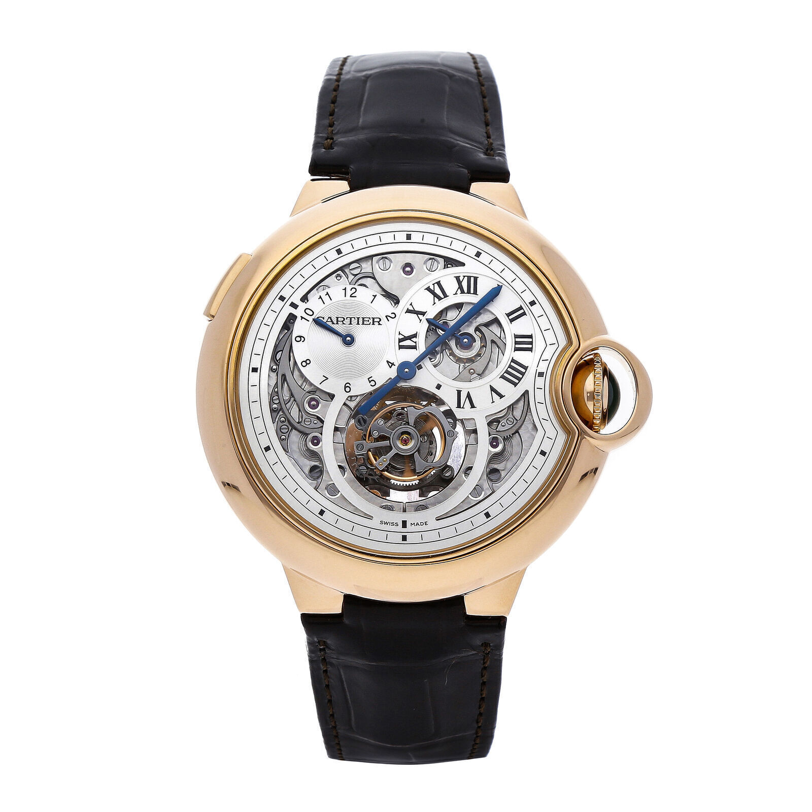 Ballon Bleu Flying Tourbillon Second Time Zone Rose Gold on Strap with Openwork Grid Dial - Limited to 50 pieces